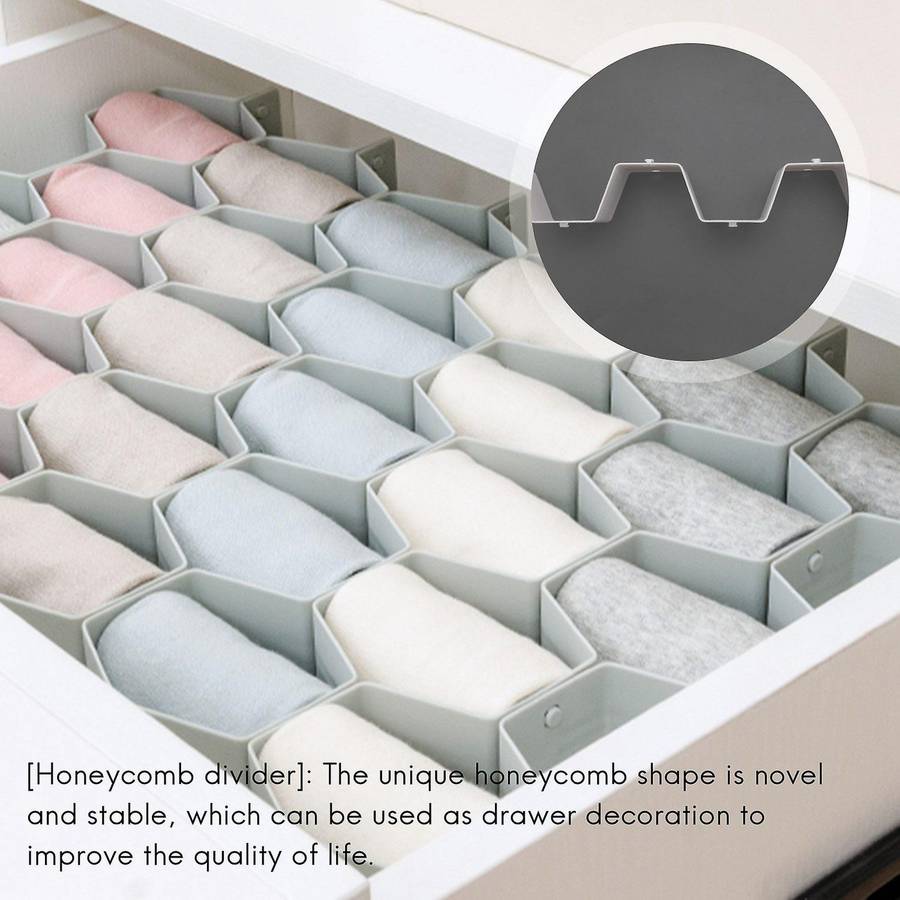 Honeycomb Drawer Organizer for Underwear Belt-scarf Socks (gray)