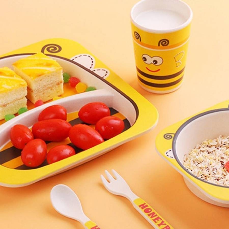 5pcs Baby Bamboo Bowl Baby Feeding Tableware New Year Gift Bowl Set,j