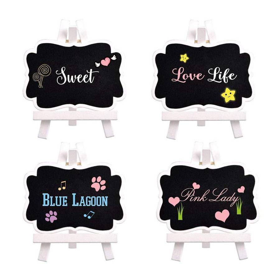 20pcs Wooden Small Chalkboard Signs with Easel Stand, Chalkboards