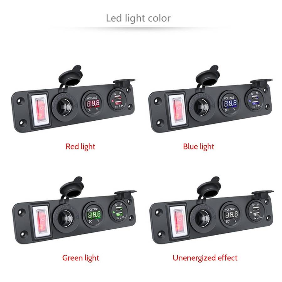 4 In 1 New Digital Voltmeter+12v Power Socket Adapter Green