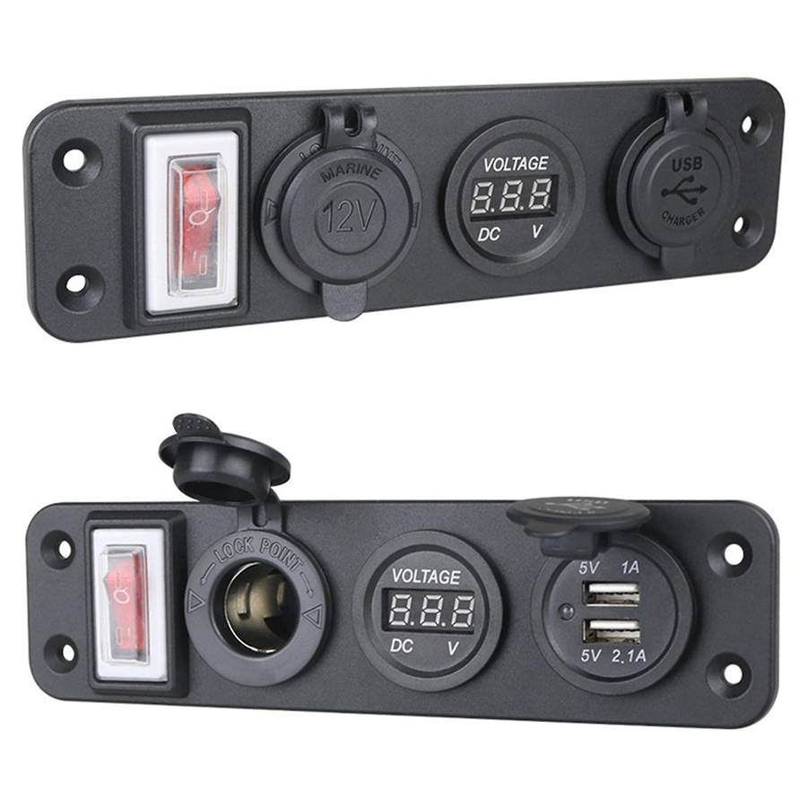 4 In 1 New Digital Voltmeter+12v Power Socket Adapter Green