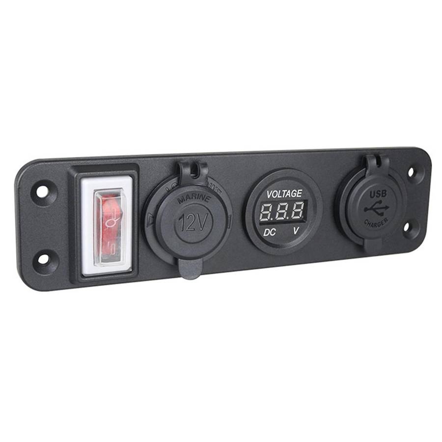 4 In 1 New Digital Voltmeter+12v Power Socket Adapter Green