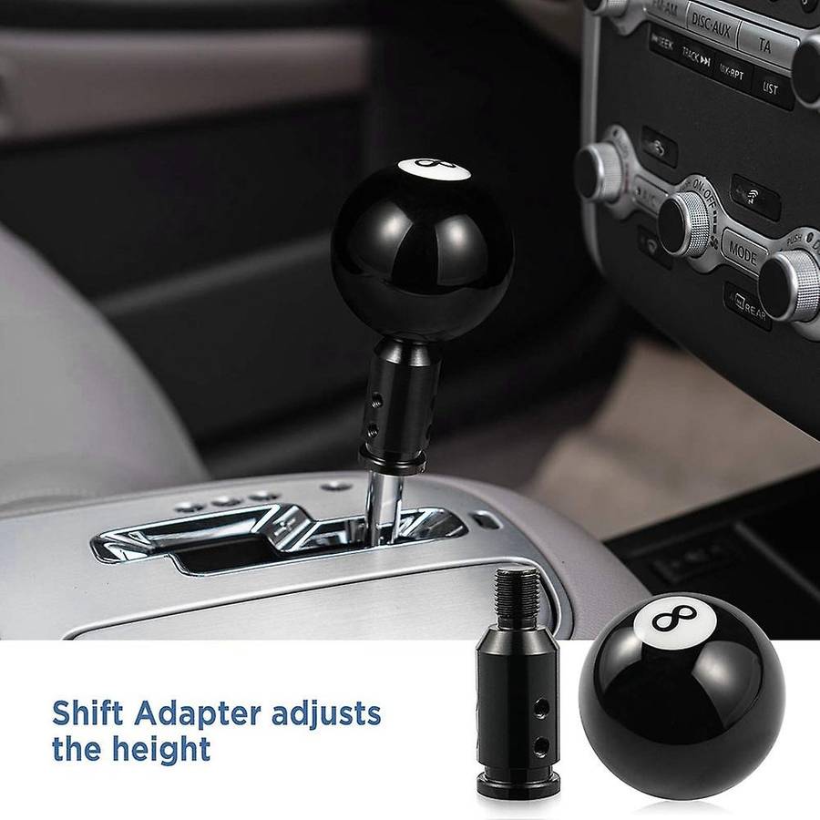 Ball Shift Knob, Billiard Black Round with Adapter for Non-threaded