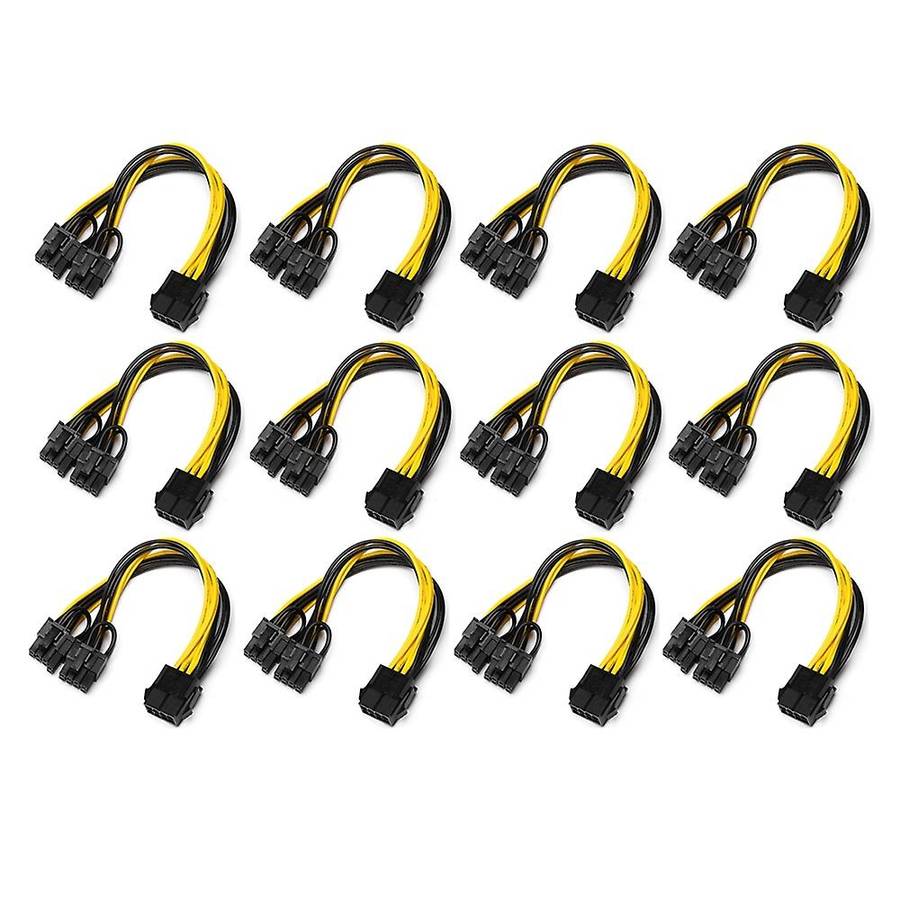 12-pack Pci-e 8pin to 2x 8 Pin (6+2)power Splitter Cable for Pcie Pci