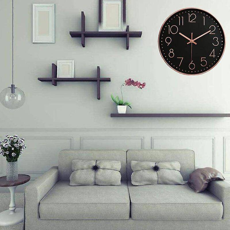 Large Digital Wall Clock for Room Decor Round Atomic Mute 12inch