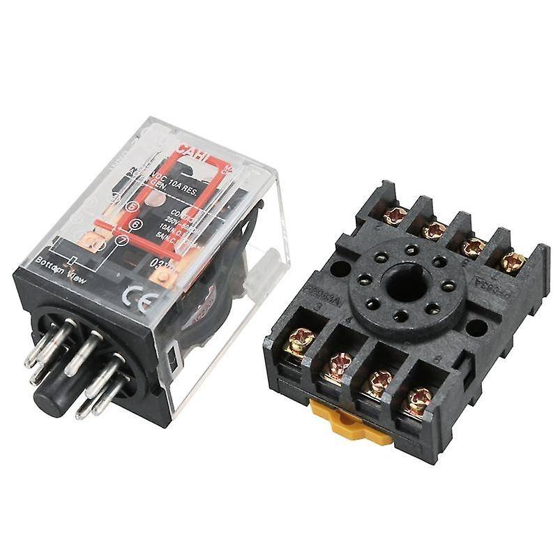 3x Mk2p-i Clear Shell Dpdt Ac220v Coil Power Relay Socket Base