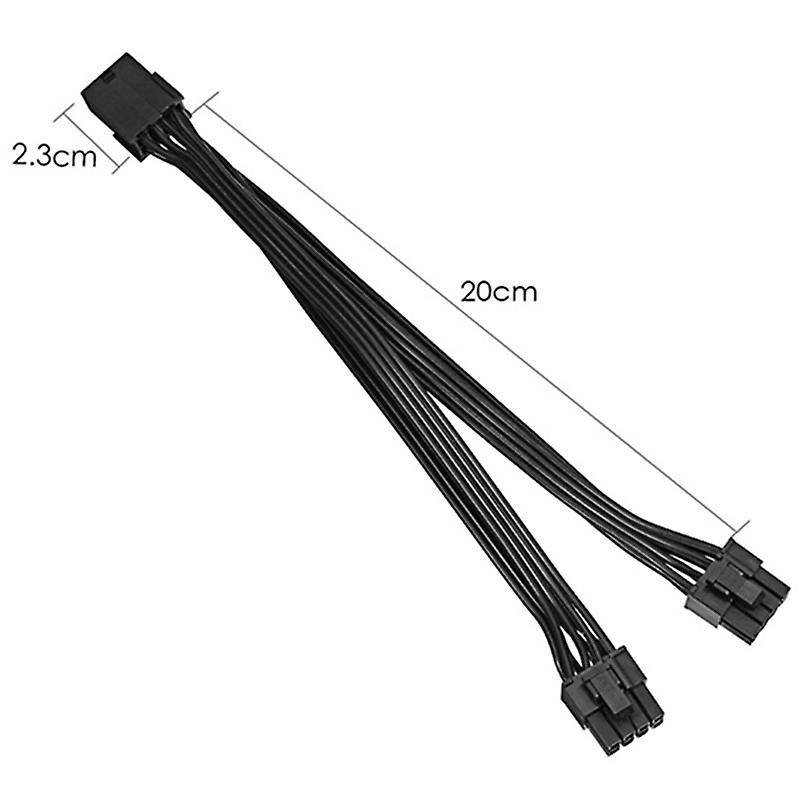 6 Pcs 8p Female to Dual 6+2pin Male Card One In Two Power Cord 20cm