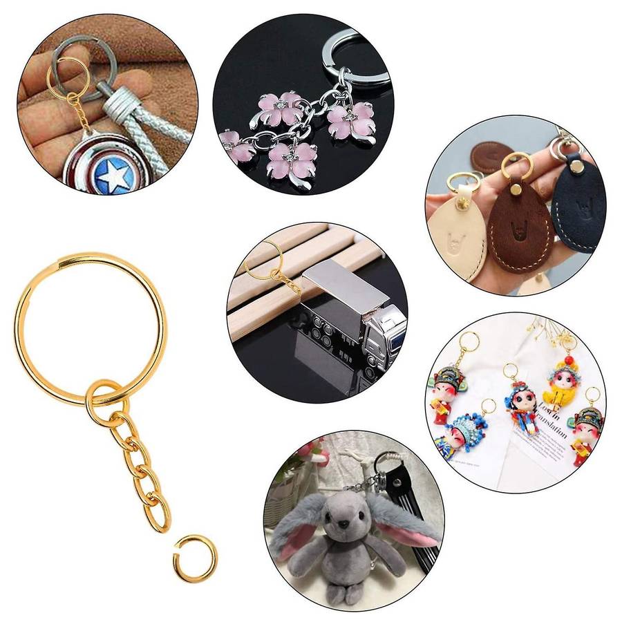 200 Pieces Metal Split Key Rings with Chain and Open Jump Rings
