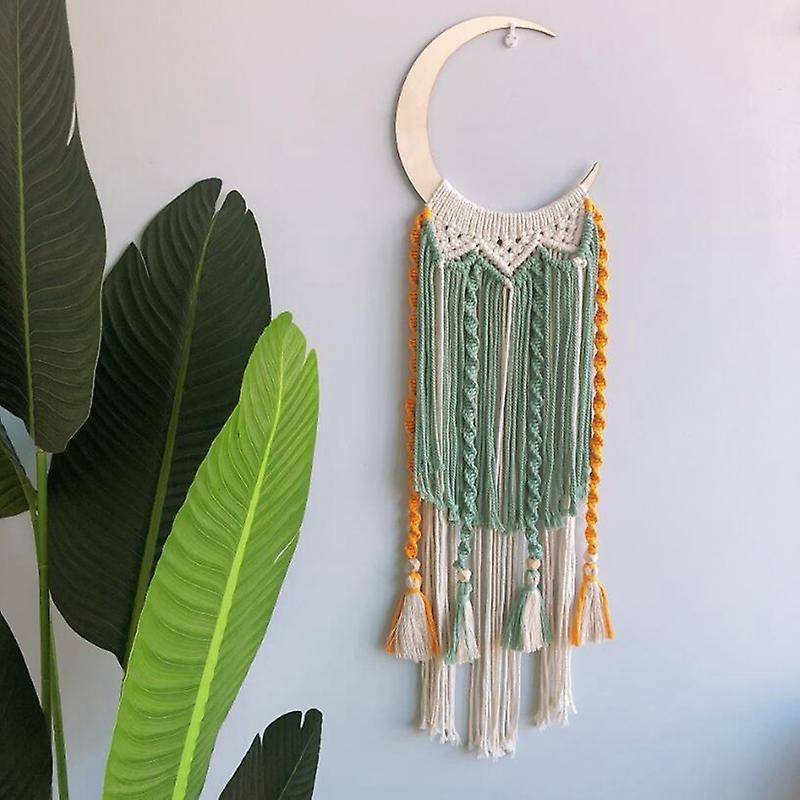 Moon Macrame Tapestry Wall Boho Decor Leaf Macrame Wall Hanging