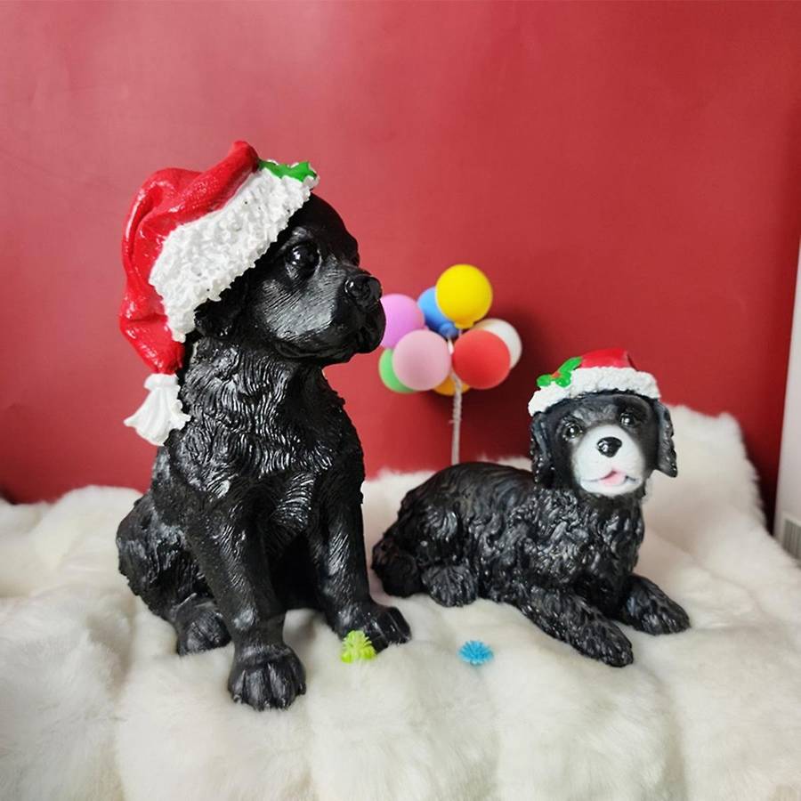Resin Crafts with Christmas Ball Hat Dog Ornaments B