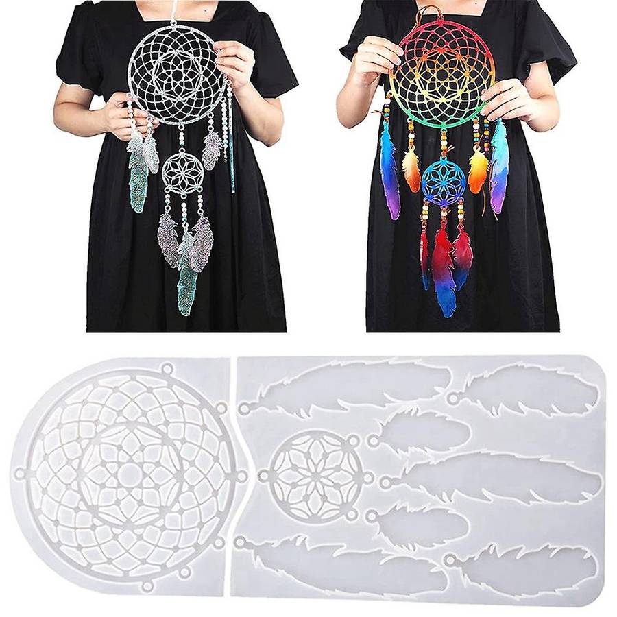 Dream Catcher Resin Mould, Wall Mount Feather Pendant Keychain Kit