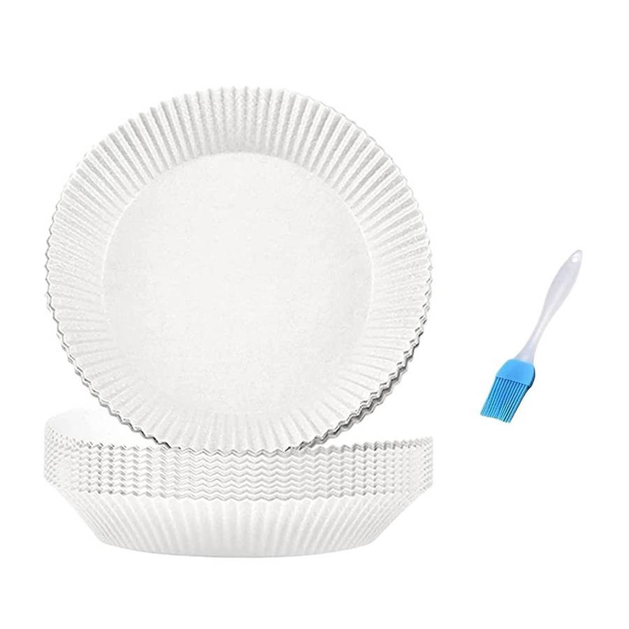 100 Pcs Air Fryer Disposable Paper Liner Non-stick with 1 Brush