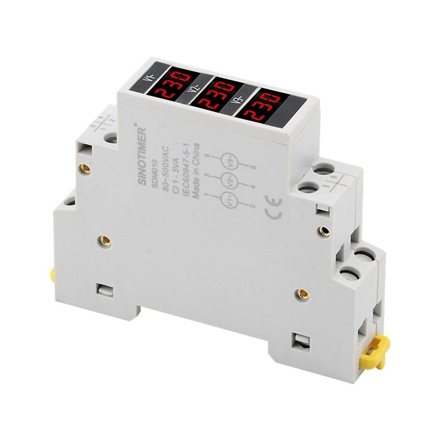 Sinotimer 18mm Din Rail Mounted Electrical Three Phase Voltage Meters