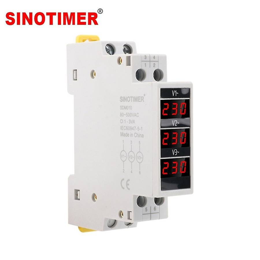 Sinotimer 18mm Din Rail Mounted Electrical Three Phase Voltage Meters