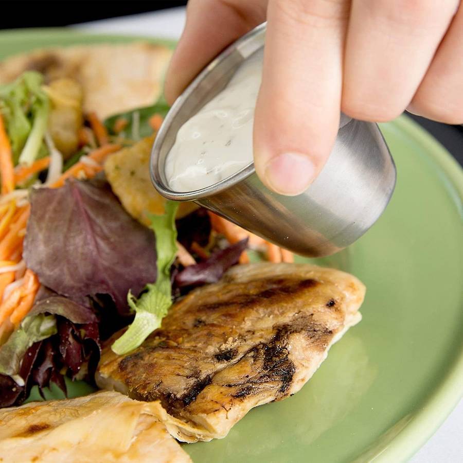 Pack Of 12 -brushed Stainless Steel Condiment Sauce Cups - 2.5oz 70ml