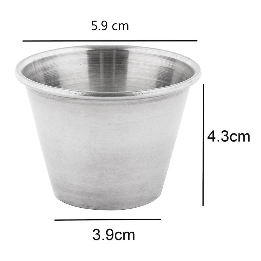 Pack Of 12 -brushed Stainless Steel Condiment Sauce Cups - 2.5oz 70ml