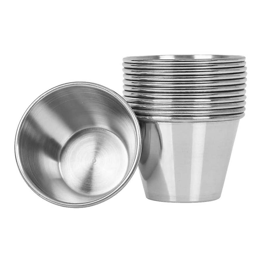 Pack Of 12 -brushed Stainless Steel Condiment Sauce Cups - 2.5oz 70ml