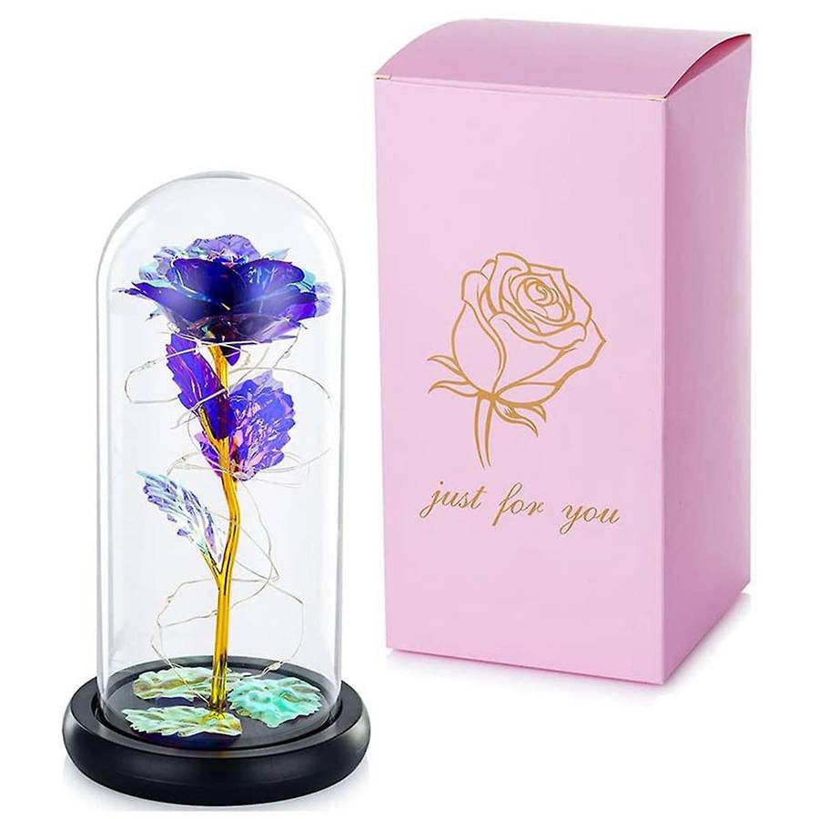 Led Lights Crystal Rose, for Anniversary,wife,women Purple