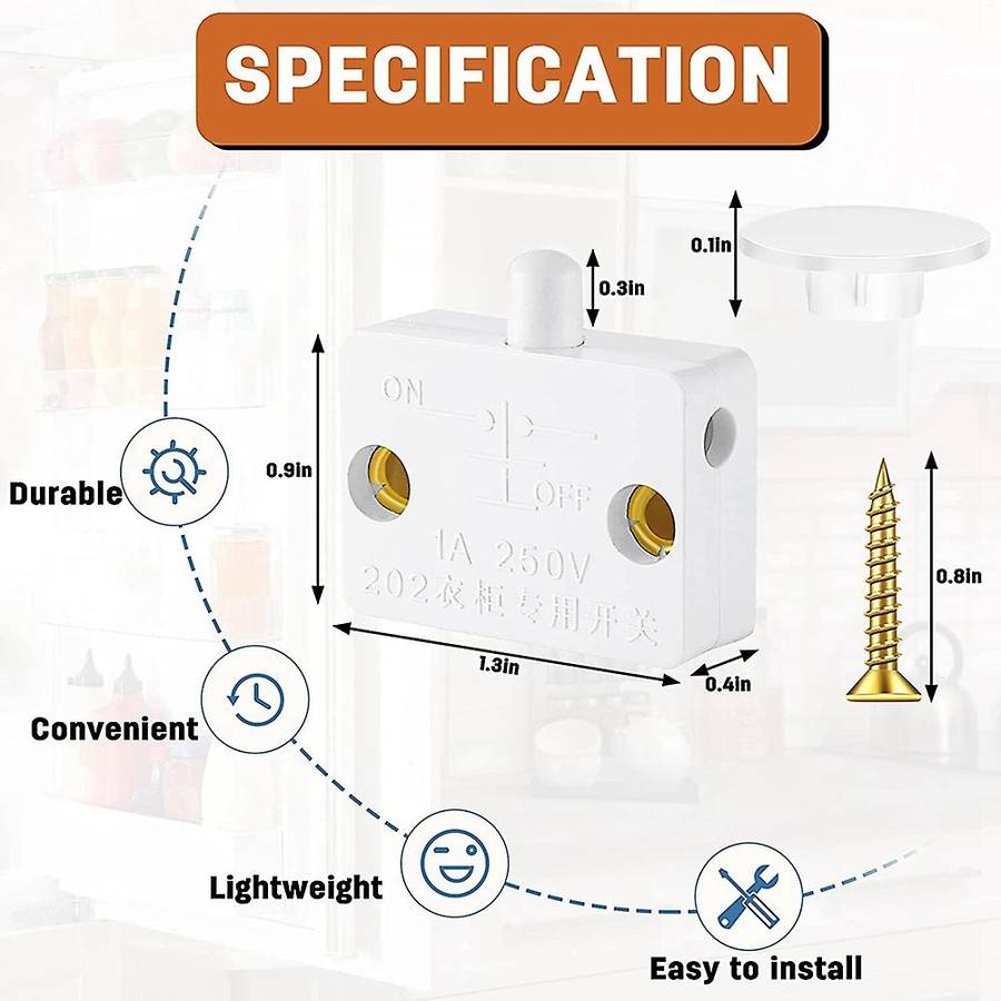16 Pieces Cabinet Lamp Switch Automatic Door Contact Switch (white)