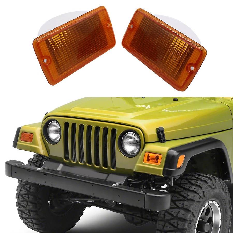 2pcs Turn Signal Light for 2001-2006 Jeep Wrangler (tj) Plastic Lens