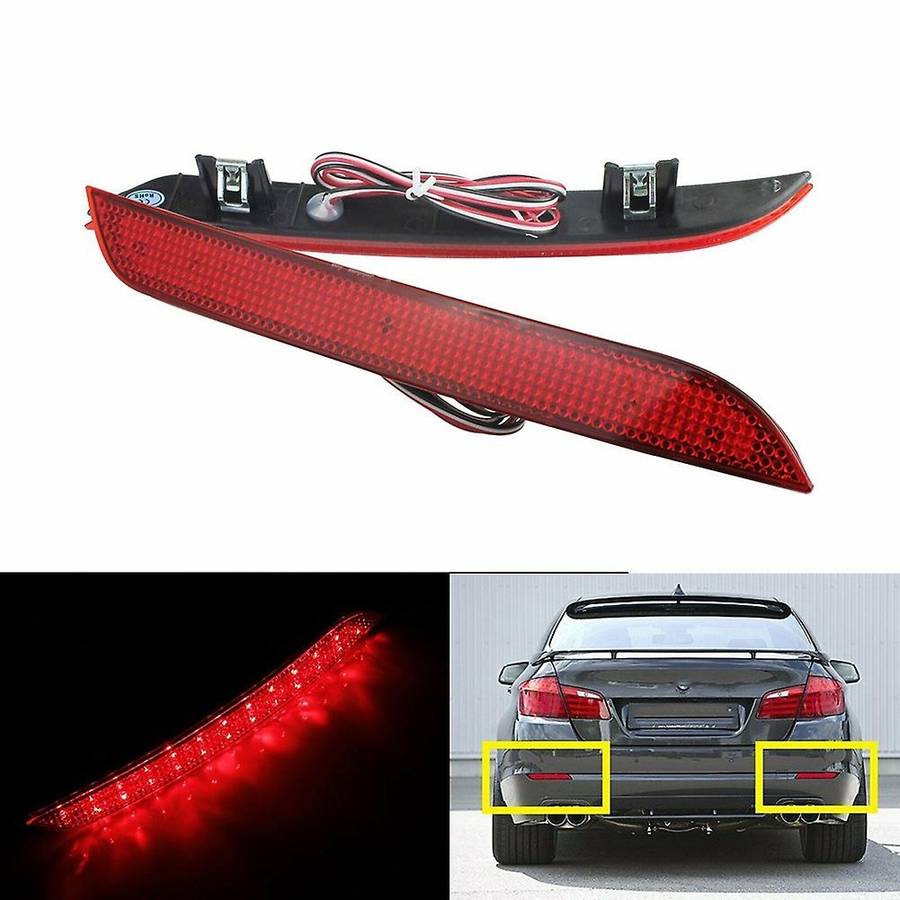 1 Pair Rear Bumper Reflector Brake Lights Led Signal Stop Lamps