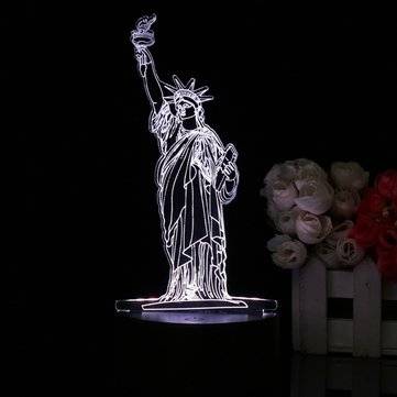 3D New York City Statue of Liberty Touch Remote 7 Color Changing LED Table Night Lamp Light Gift