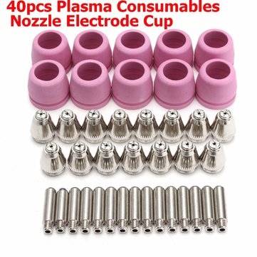 40Pcs Welding Torch Plasma Consumables Nozzle Electrode Cup for LTP5000D LTP6000