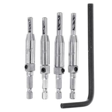 4Pcs Professional Doors Self Centering Hinge Hardware Drill Bit Set