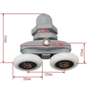 4PCS Twin Bottom Top Shower Door Rollers Pulleys Wheels Runner Slider 20mm Shower Fa... (SIZE: 20MM)