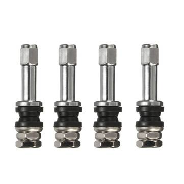 4pcs Universal Chrome Flush Mount Metal Tire Tyre Valve Stems Bolt With Cap TR48