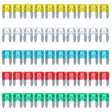 50 Pcs 10A To 30A Mini Size Auto Insurance Tablets Fuse Kit Car Insurance Tablets Blade