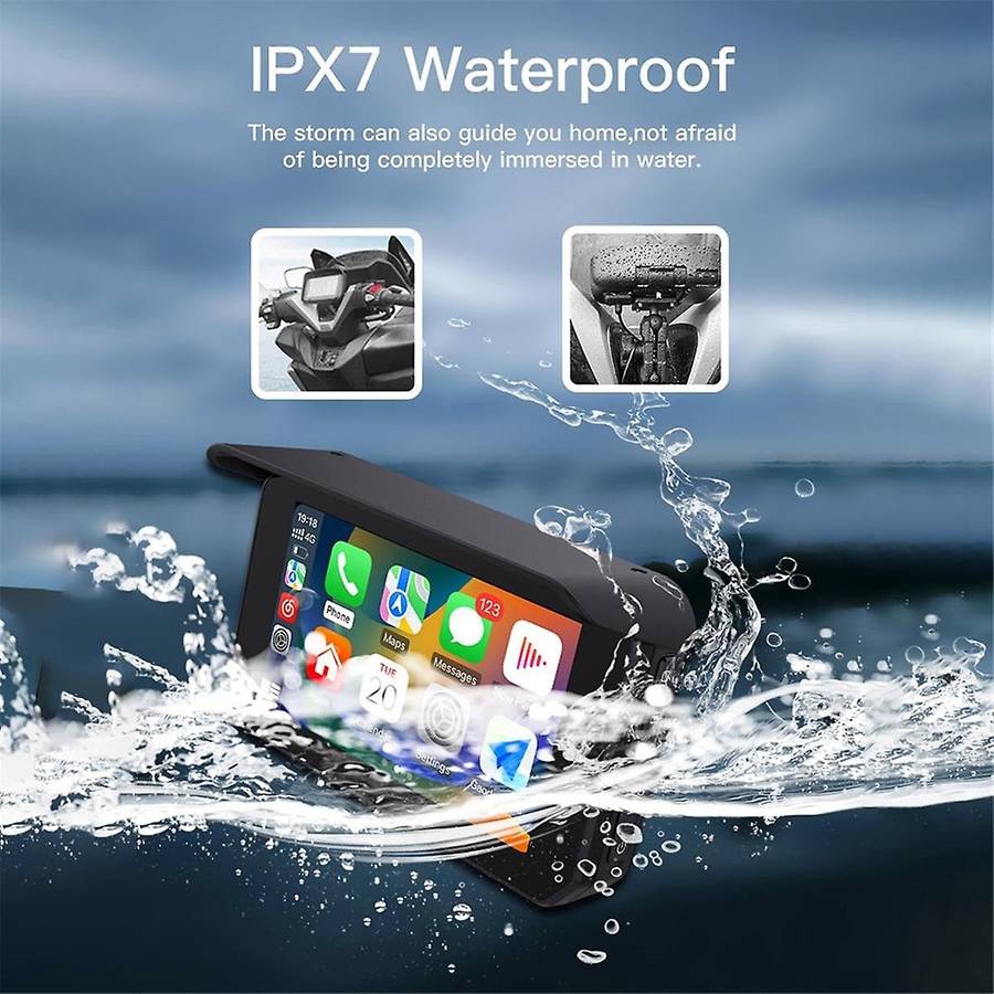 5 Inch Portable Motorcycle Waterproof Display Motorcycle Wireless for Carplay Android Auto Gps Navig