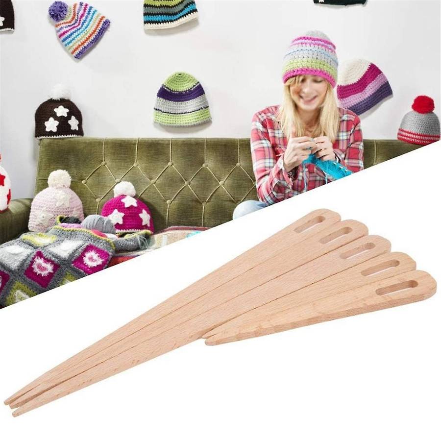 5 Pack Wooden Knitting Crochet Needles Wooden Hand Sticks Tapestry Sewing Making DIY Knitting Tools