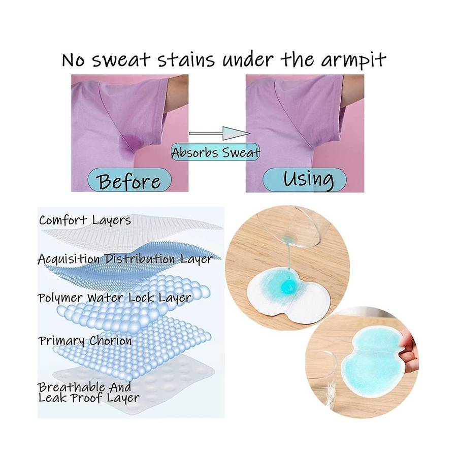 50Pcs Armpit Sweat Pads Underarm Pad Summer Deodorant Disposable Absorbent Liners Anti Perspiration