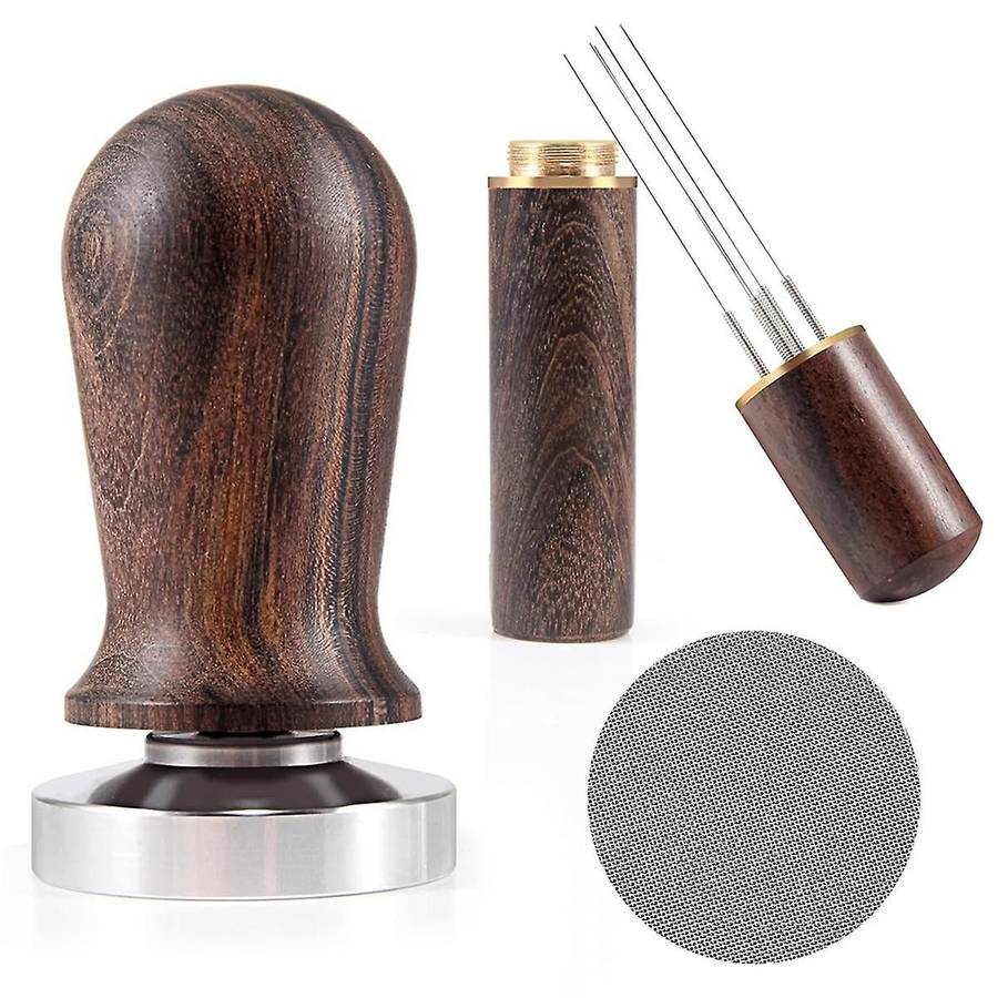 51mm Espresso Coffee Tamper&stirrer Set-wooden-handle Spring-loaded Calibrated Tamper with Premium S