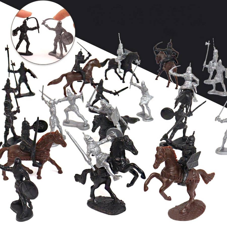 52 Pcs/bag Medieval War Horse Model Roman Medieval Warrior Model Toys