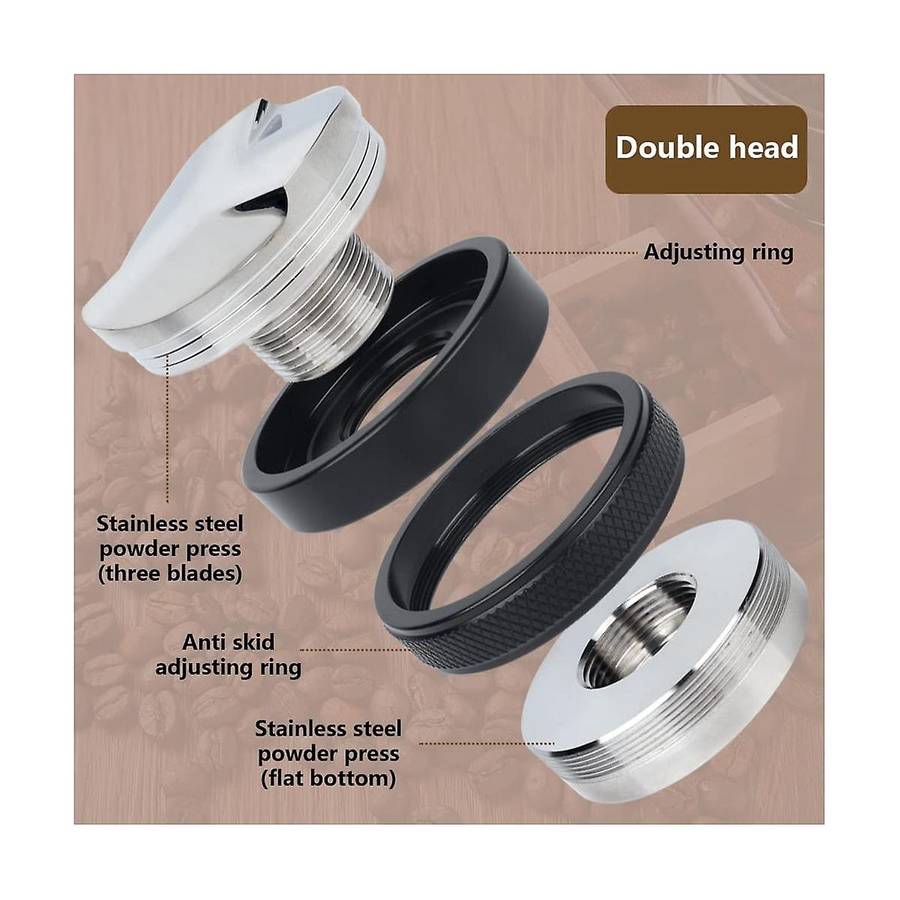58mm 304 Stainless Steel 3 Angled Slopes and Flat Base Double Head Coffee Powder Tamper Espresso Po