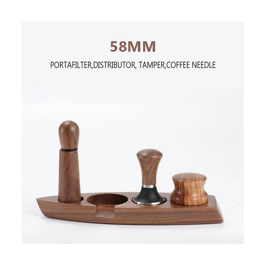 58mm Walnut Wood Coffee Powder Hammer Base Coffee Filter Screen Holder Coffee Maker Support Base Ra
