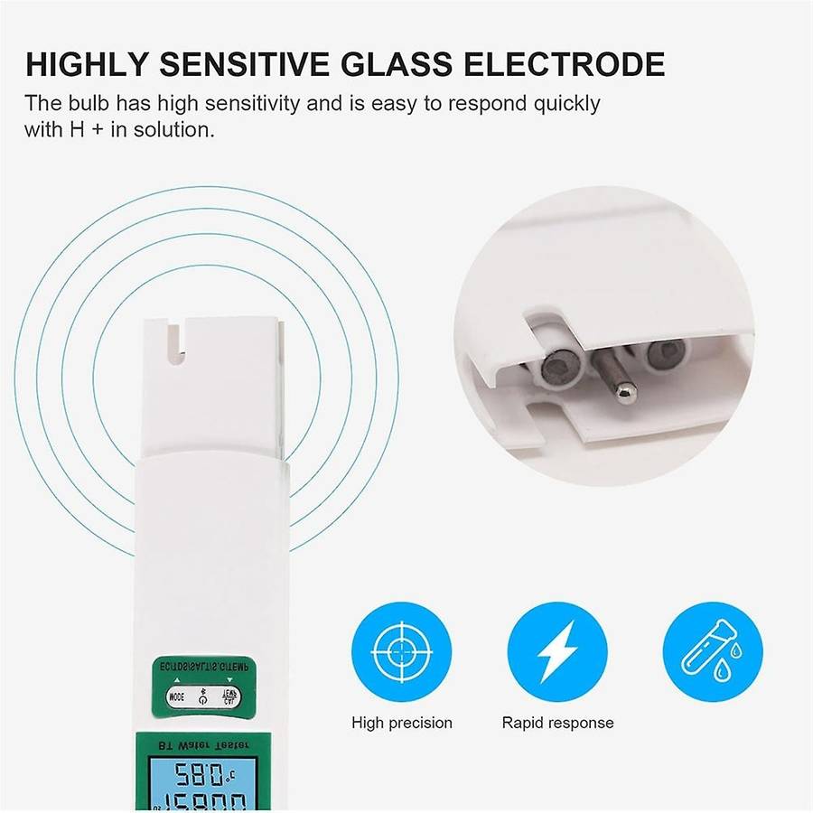 5-In-1 Water Quality Tester EC TDS SALT SG TEMP Digital Detector Portable Bluetooth Water Quality Te