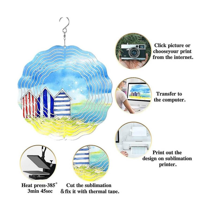 5pcs 10 Inch Sublimation Wind Spinner Blanks 3d Wind Spinners Hanging Wind Spinners for Indoor Outd