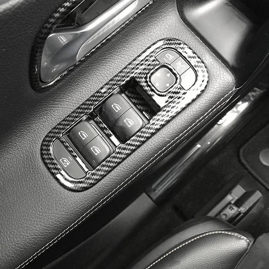 5Pcs Carbon Fiber Car Door Window Switch Cover Trim for W177 A-Class A200 A220 A250 2019 LHD