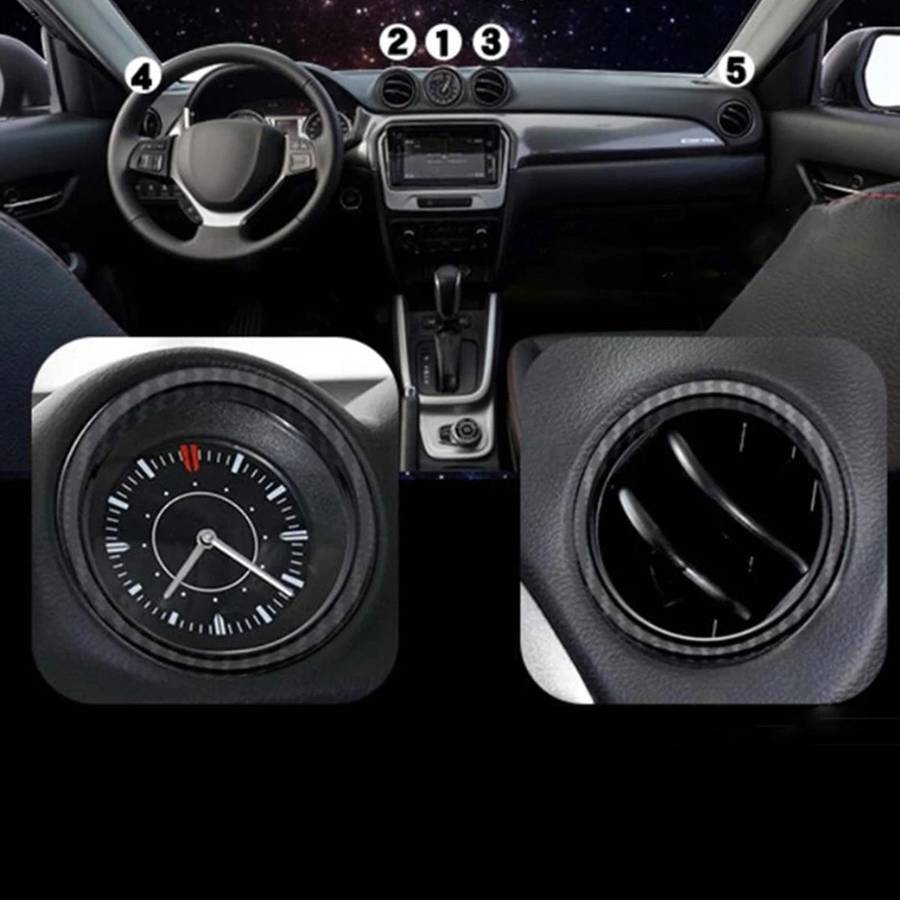 5Pcs Dashboard Air Conditioning Outlet Vent Ring Cover Trim ABS Carbon Fiber Interior Kit for Vitara