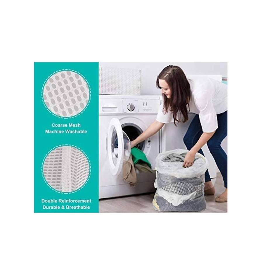 5pcs Drawstring Mesh Laundry Bag Extra Oversized with Shoulder Strap Suitable for University Dormit
