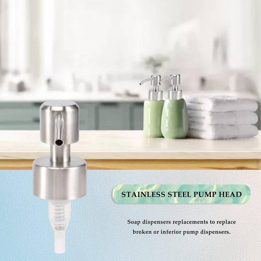 5pcs Stainless Steel Soap Pump Replacement 28 Teeth Metal Nozzles Lotion Dispenser Head