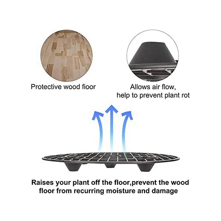 6 Pack Plant Level Planters, Black Round Plant Planter Holder for Indoor Outdoor Garden Floor Prote