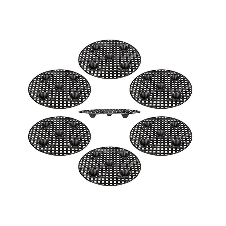 6 Pack Plant Level Planters, Black Round Plant Planter Holder for Indoor Outdoor Garden Floor Prote