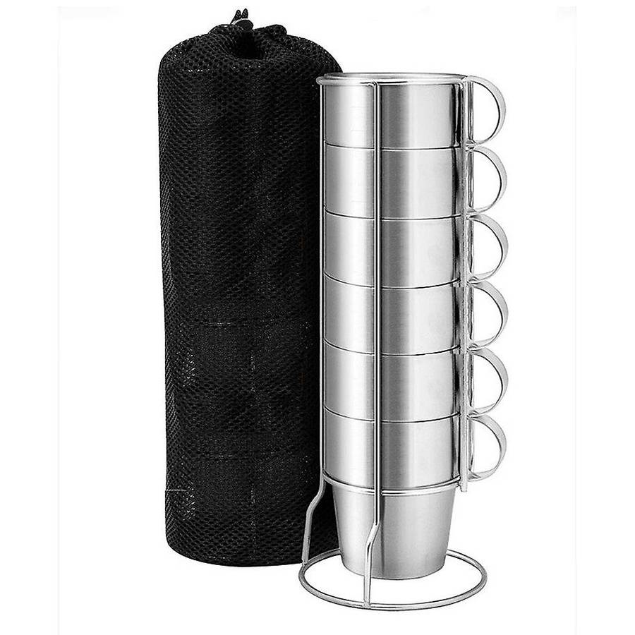 6 PCS Coffee Mug Double Wall Vacuum Camping Cup for Beer Juice Wine Tea Coffee Water with Cup Holder