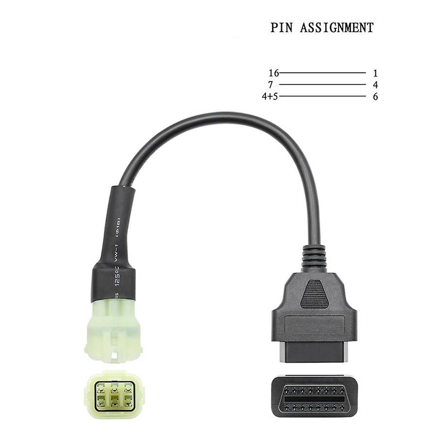 6 Pin to 16 Pin Motorcycle Adapter Cable Replacement Motorcycle Accessories for OBD2 Motorcycle Conn