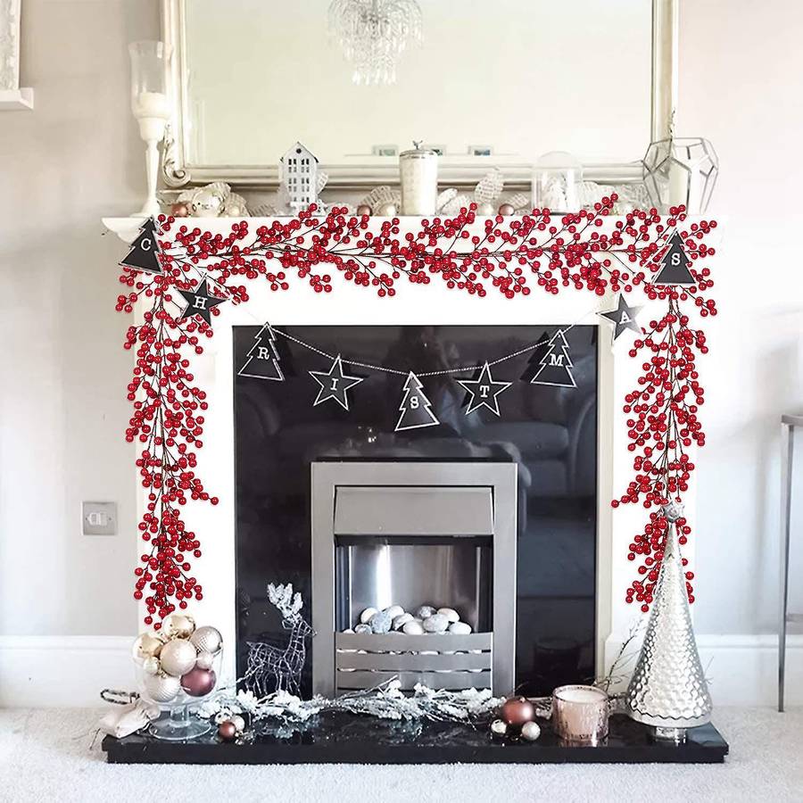 6.39FT Red Berry Christmas Artificial Garland Compatible Christmas Decor
