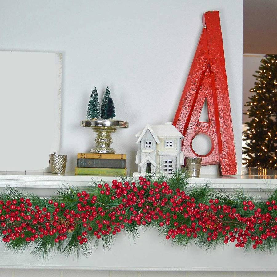 6.39FT Red Berry Christmas Artificial Garland Compatible Christmas Decor